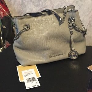 MK Jet Set Chain Messenger Bag in Pearl Grey